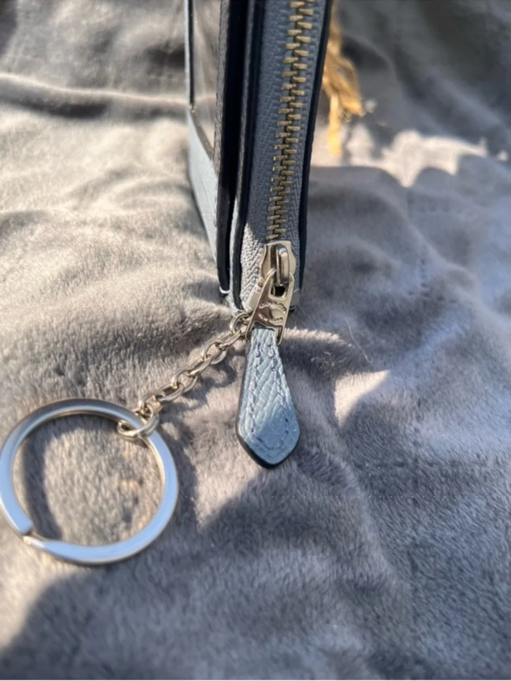 Coach Mini Skinny ID Case - Blue Crossgrain Leather- Like New!